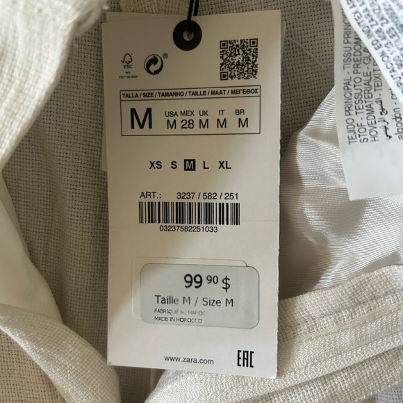 Zara White Lace Trim Pants - Picture 4 of 4